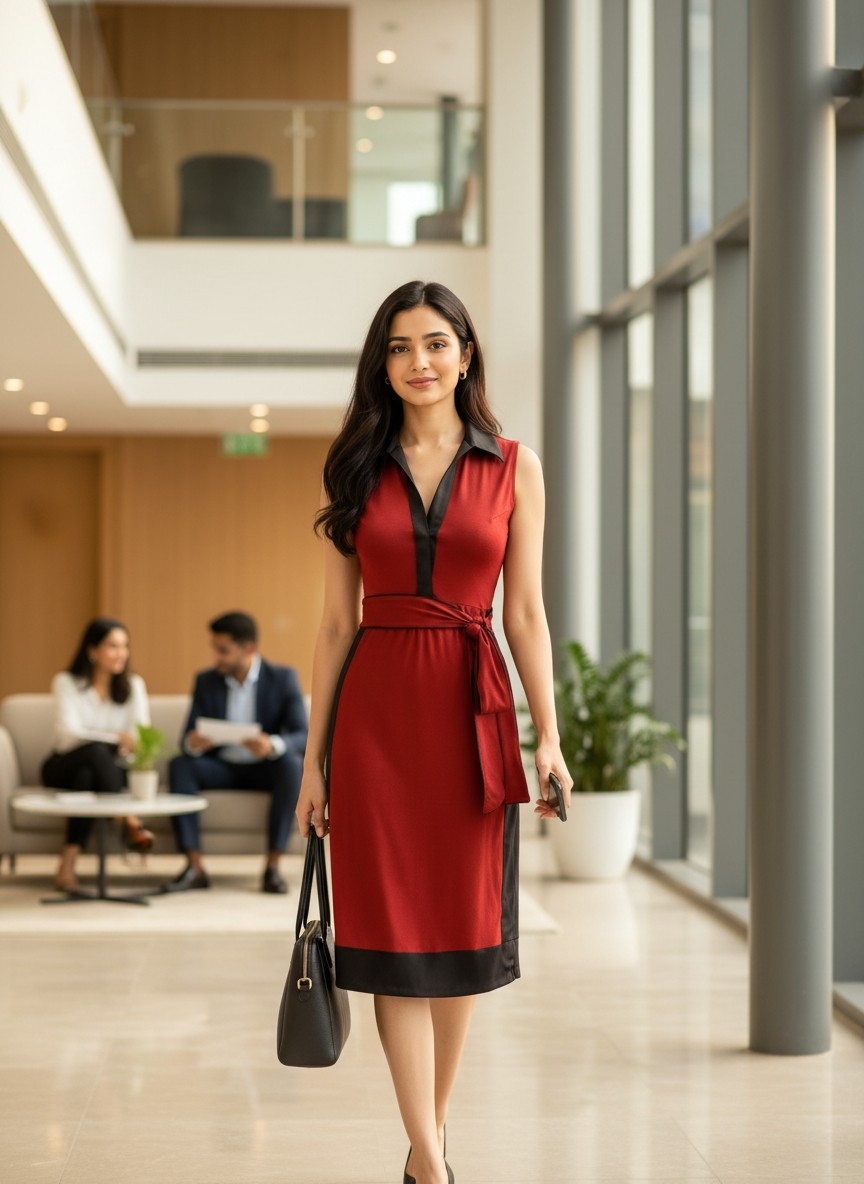 Scarlet Noir Tie-Waist Dress