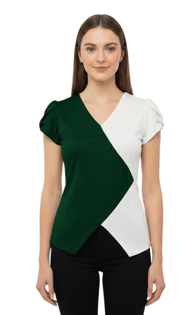Two-Tone V-Neck Top