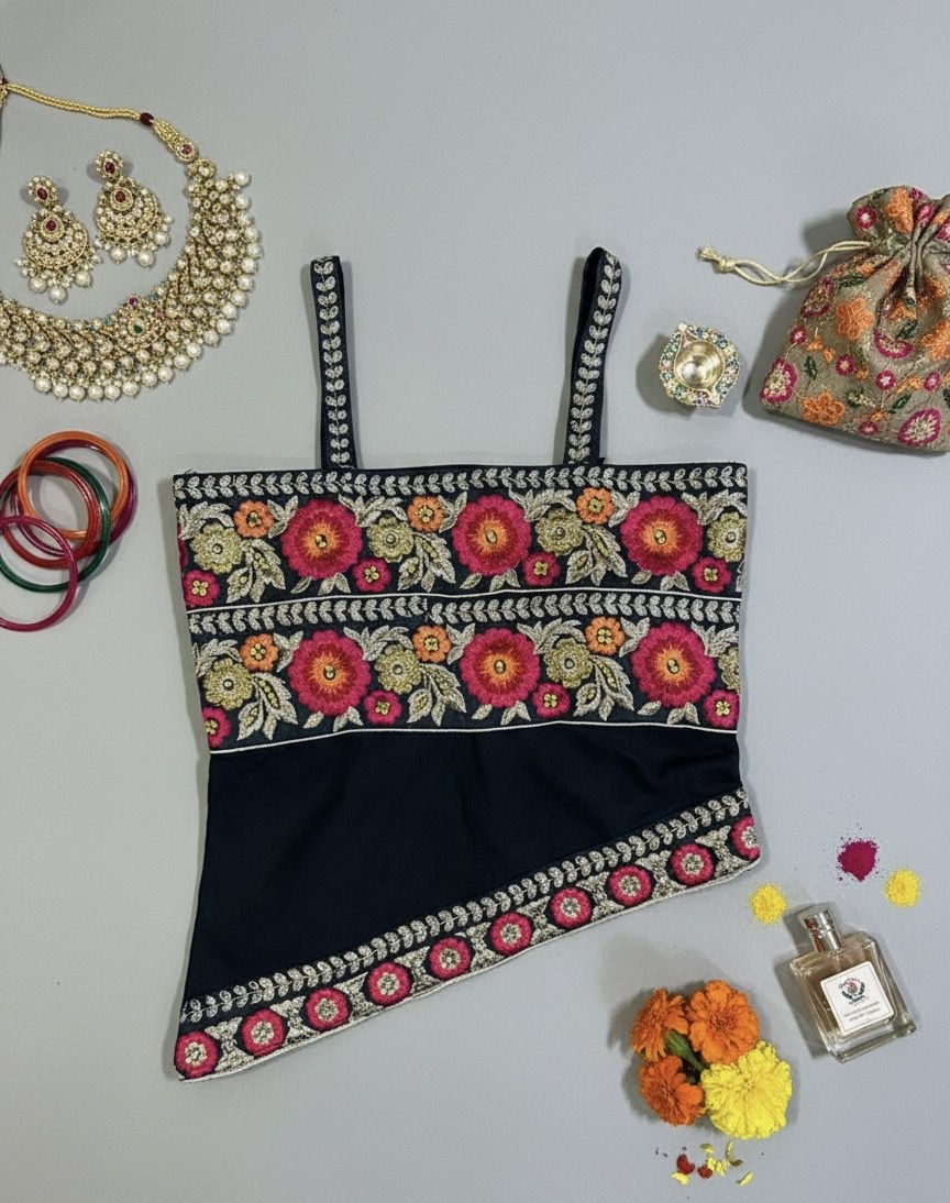 Black Embroidered Top