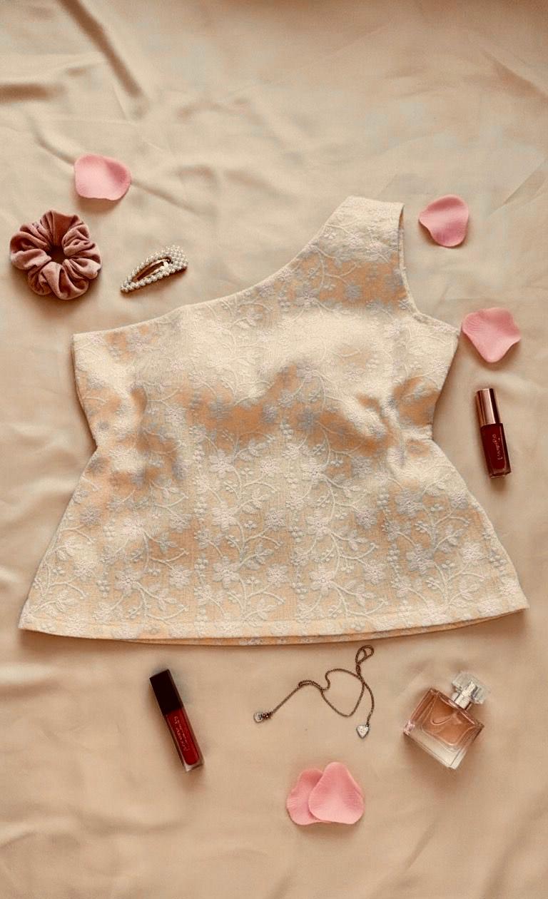 One Shoulder Embroidered top